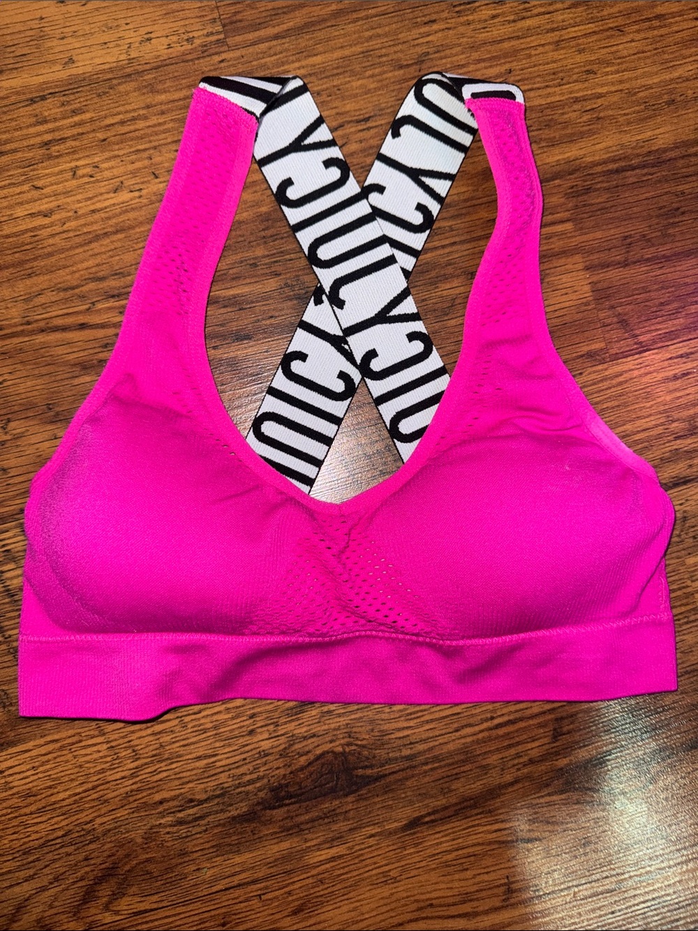 Juicy Couture Hot Pink Sports Bralette with Logo Cross Straps